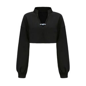 DAWANG Black Hei Collar Crop Top